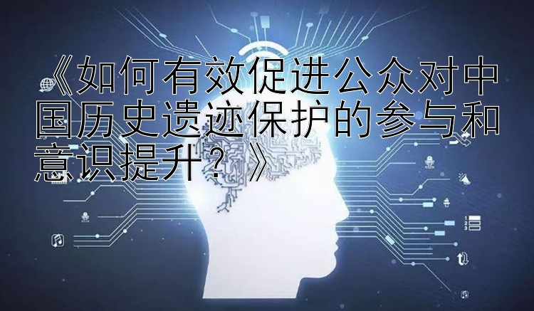 《如何有效促进公众对中国历史遗迹保护的参与和意识提升？》