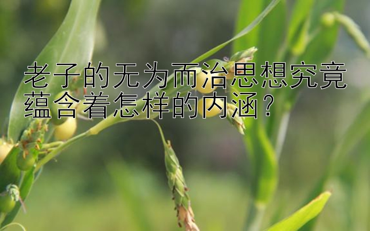 老子的无为而治思想究竟蕴含着怎样的内涵？