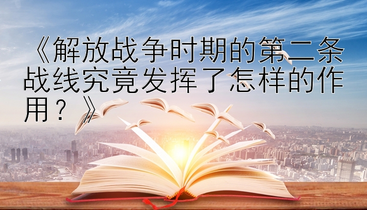 解放战争时期的第二条战线究竟发挥了怎样的作用？