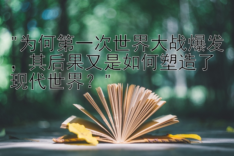 为何第一次世界大战爆发，其后果又是如何塑造了现代世界？