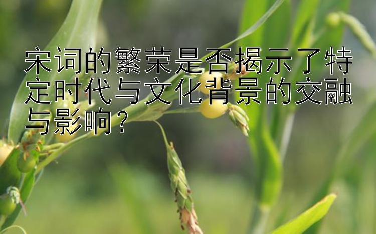 宋词的繁荣是否揭示了特定时代与文化背景的交融与影响？